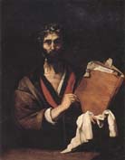A Greek phil osopher holding a book
